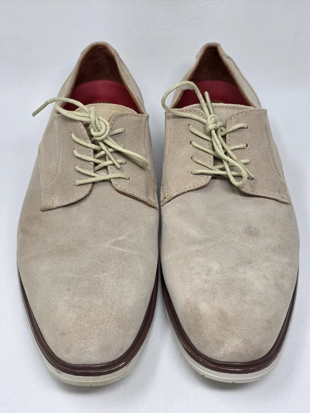 Stacy Adams Mens Lace Up Sandstone Suede Leather Shoes Size 11 M Pre Owned